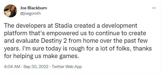 一批遊戲開發人員回應Stadia關停：今天剛得到消息