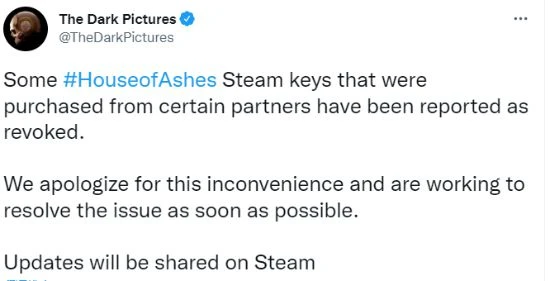 《黑相集》第三方Key激活失敗 官方回應將解決問題