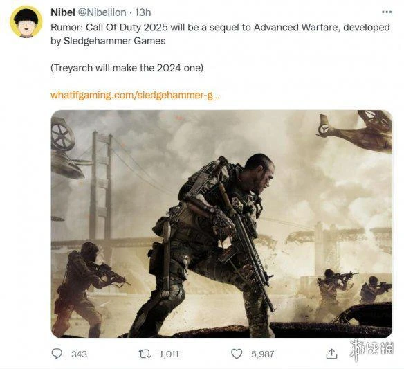 COD大錘組《高級戰爭》續作爆料:2025年重返未來!