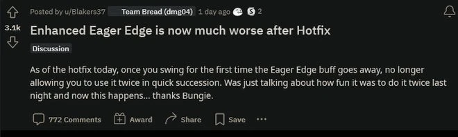 《命運2》刀劍削弱引玩家不滿 開發者承諾未來更好的溝通