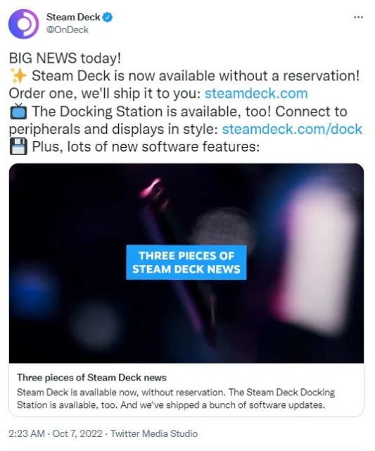 Steam掌機海外現貨開賣 官方基座開放購買
