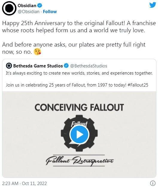 黑曜石：我們太忙了 沒時間開發《輻射》系列新作