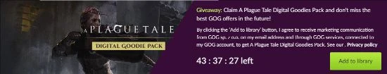 現可GOG白嫖《瘟疫傳說》兩作周邊禮包 10.21截止