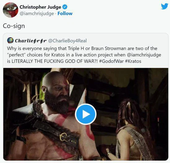 奎爺本爺?《戰神5》奎托斯配音演員想出演真人劇