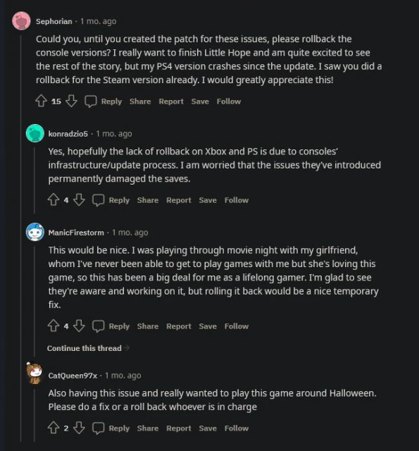 《黑相集》更新引發嚴重BUG兩月未修復引粉絲不滿