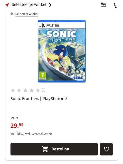 《索尼克：未知邊境》已在荷蘭大降價促銷