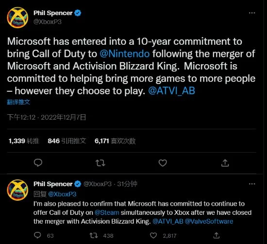 遠交近攻？斯賓塞：完成收購後《COD》將登NS平台