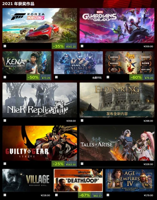 TGA 2022提名&歷年獲獎作品 已在Steam開啟特賣