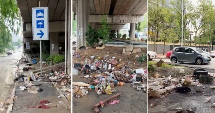 水位消退後 KL災區路上儘是垃圾!