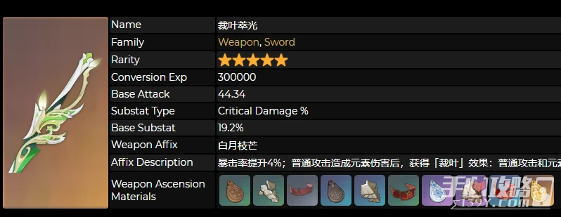 《原神》裁葉萃光屬性介紹