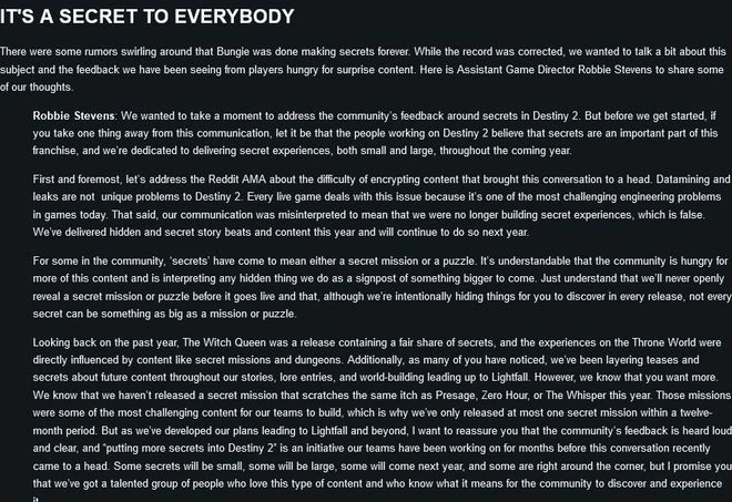 《命運2》未來依然會有許多解謎