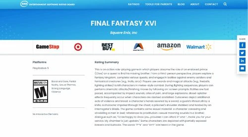 PS5《最終幻想16》通過評級 包含血腥、髒話等內容