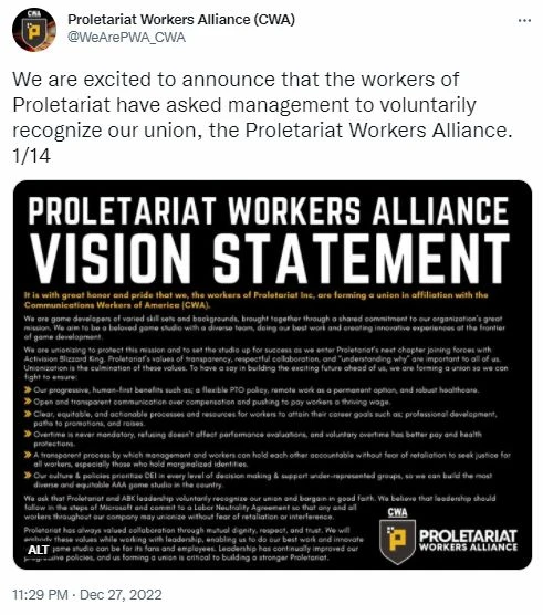 動視暴雪旗下又一工作室組建工會 曾負責WOW開發