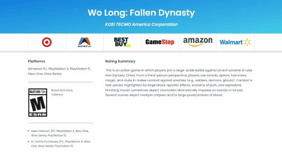 《臥龍蒼天隕落》通過ESRB評級：包含遊戲內購買