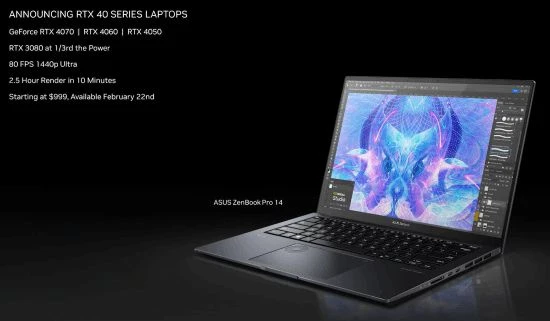 RTX 40系列筆記本公布 999美元起、4050-4090都有