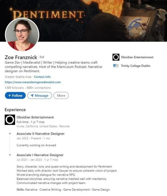 黑曜石RPG《宣誓》擁有至少10位敘事設計師