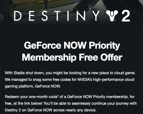 《命運2》玩家可免費獲得一個月英偉達雲遊戲