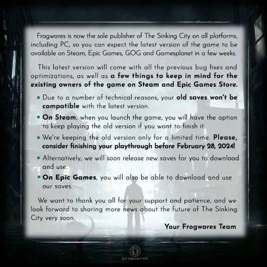 版權糾紛塵埃落定：克蘇魯《沉沒之城》已重返Steam