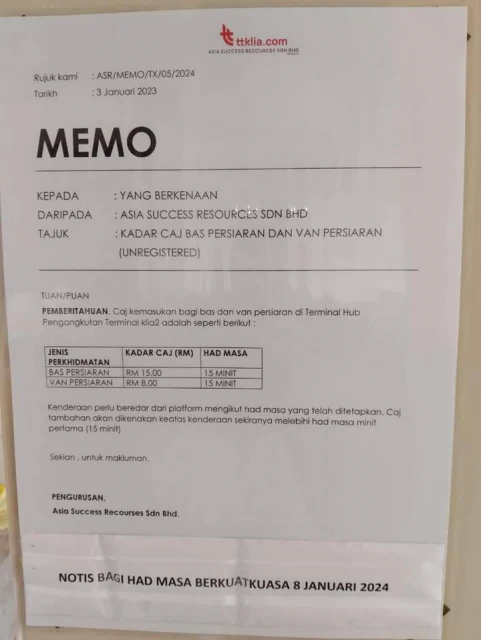 KLIA第二終站停車場收費漲100％　小型巴士司機公會不滿