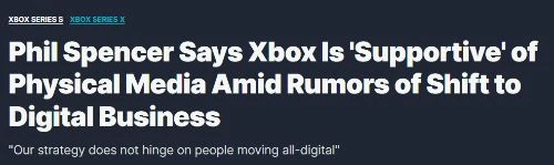 斯賓塞：淘汰實體光碟遊戲並不是我們的戰略目標
