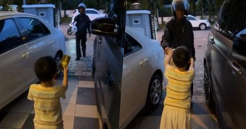 感謝送餐員冒雨送餐　陳文宏讓兒遞青包致謝