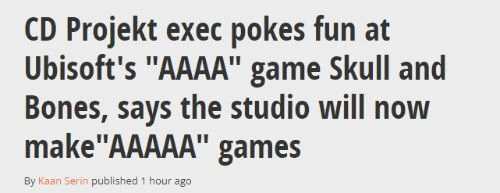 CDPR高管嘲諷育碧稱碧海黑帆是4A遊戲：我們在做5A