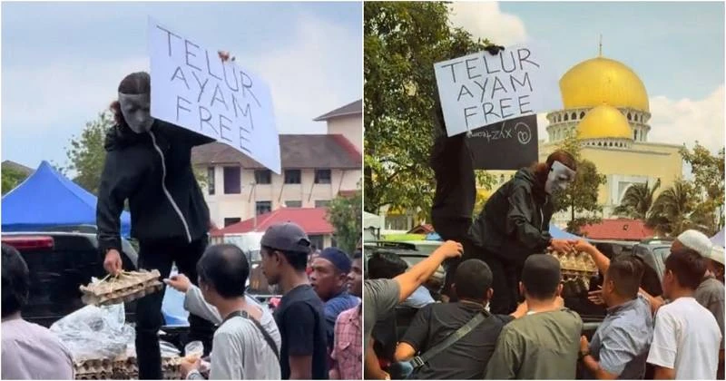 蒙面男免費派雞肉雞蛋　 「只想幫人非為出名」