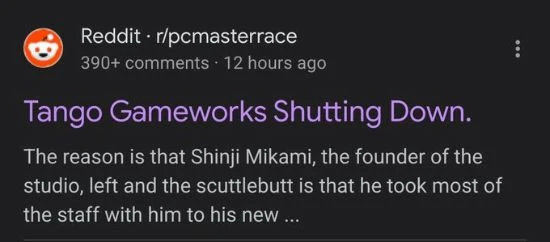 傳三上真司離職時帶走了大量Tango員工 引發玩家熱議