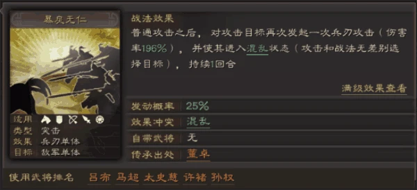 三國志戰略版S級戰法 突擊類戰法強度排行