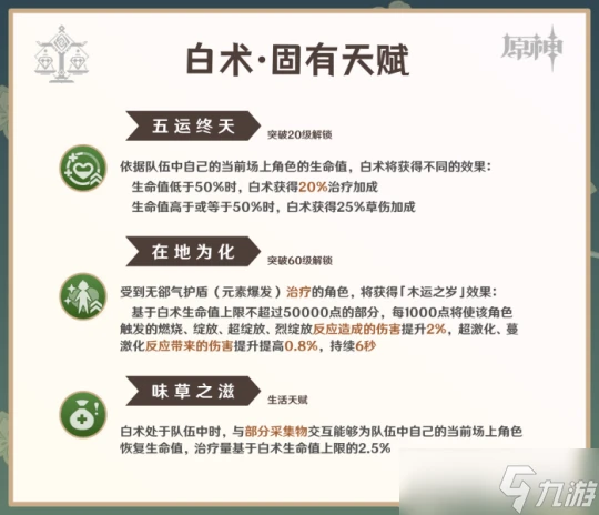 原神 V4.6角色攻略   白朮攻略·機制 養成 配隊
