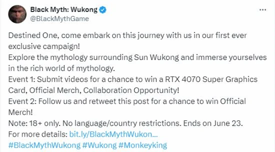 《黑神話》海外宣發開啟！活動僅限18+用戶參與