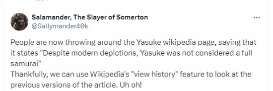 玩家反覆修改《AC影》黑人主角維基詞條:他不算武士