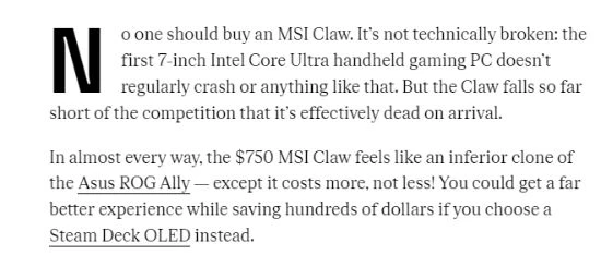 外媒銳評微星掌機：對華碩ROG ALLY的劣質模仿！