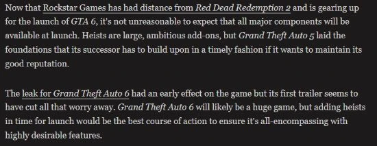 外媒呼籲《GTA6》儘早引入搶劫活動 別讓玩家等太久