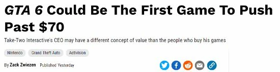 外媒猜測：《GTA6》售價或將突破70美元