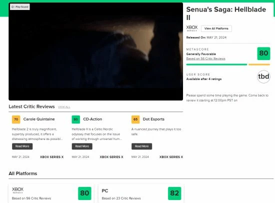 《地獄之刃2》M站80分 56家媒體給出評分