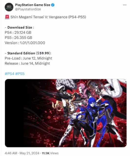 《真女神轉生5復仇》PS5大小26GB 6月12日開啟預載