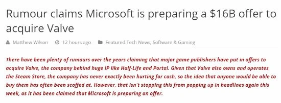 傳微軟想以160億美元收購V社 網友：G胖缺你這點？