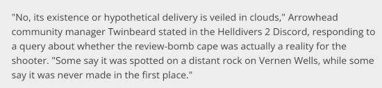 被耍了？《地獄潛者2》差評披風或許根本沒在做