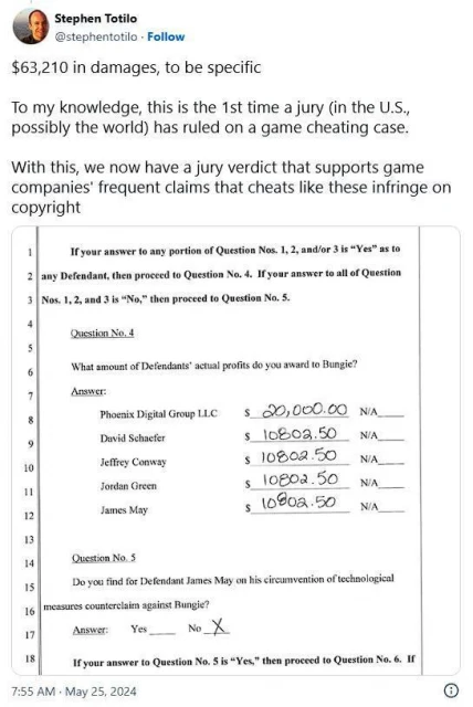 反作弊訴訟再獲勝！《命運2》開發商將獲賠46萬元