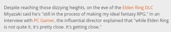 宮崎英高：老頭環還不是我心目中的最完美的奇幻RPG