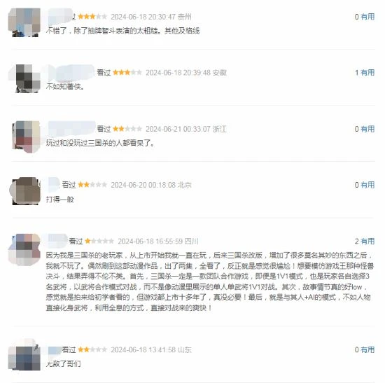 三國殺動畫豆瓣評論出爐：一覺醒來全球水平下降百倍