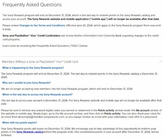 索尼官宣積分獎勵計劃將終止：12月31日全面下線