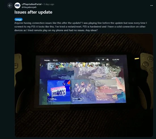 PS掌機更新疑似存在嚴重問題:多人反應斷連 畫質下降