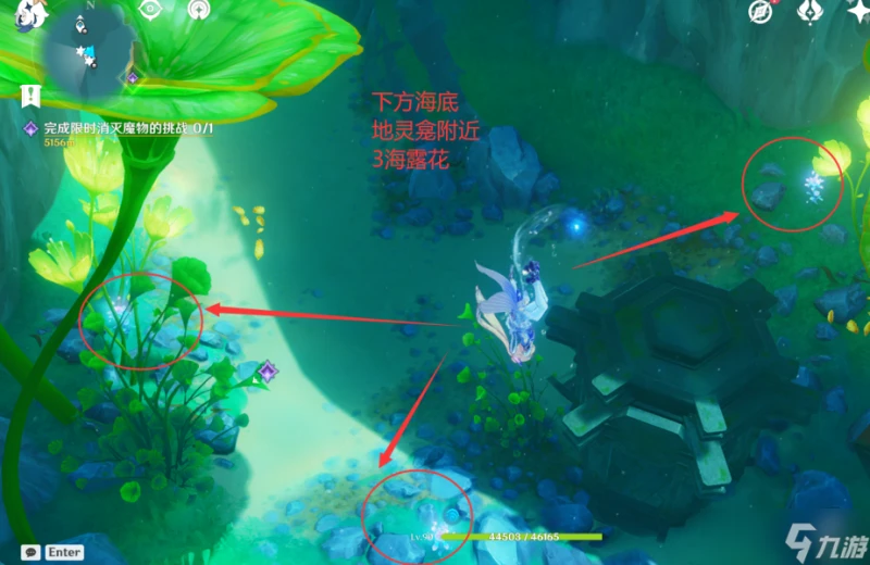 原神 V4.7攻略   希格雯突破材料   海露花採集 水下部分