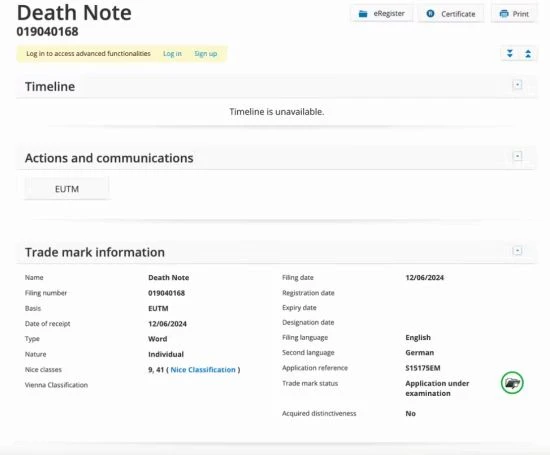 知名IP《死亡筆記》或有新遊戲？歐盟商標現端倪