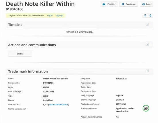 知名IP《死亡筆記》或有新遊戲？歐盟商標現端倪