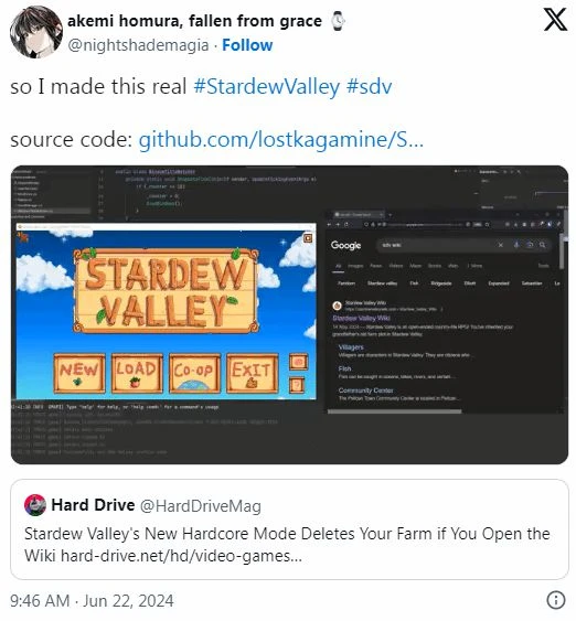 洋蔥新聞成真！星露谷最硬核的Mod：查百科自動刪檔