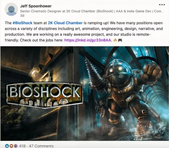 緊鑼密鼓開發中！2K為《生化奇兵4》招募大量開發者