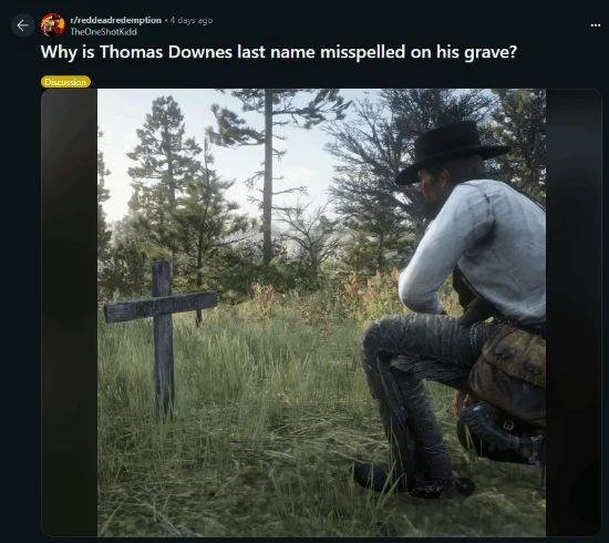 故意還是不小心？《大鏢客2》中墓碑名字拼錯引熱議